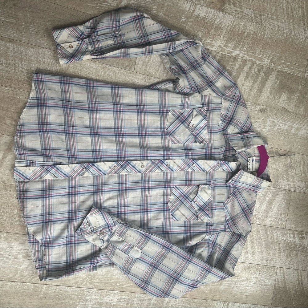 Men's Casual Plaid Button Down Shirt - Blue and White
